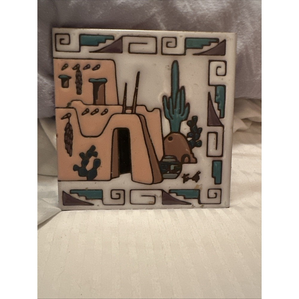 Vintage Earthtones Hand Glazed Ceramic Art Tile 6x6 Mi Casa Su Casa Southwest